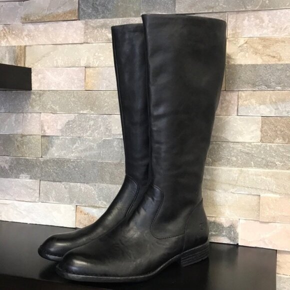 BORN NORTH BLACK Leather Wide Calf Boots 6M WC - Picture 3 of 10